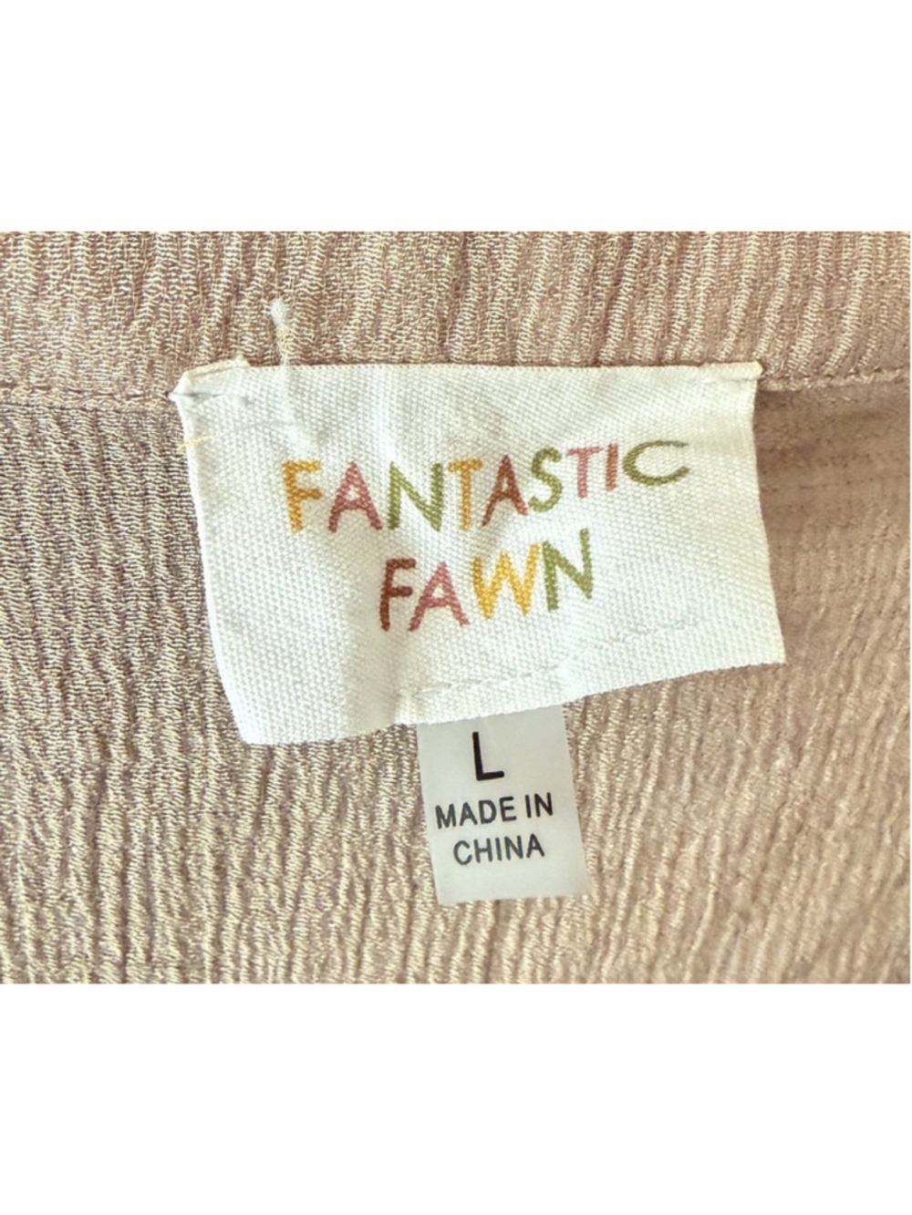 ☀️ Fantastic Fawn L Beige Gauze Button Front Kimono Top Boho Lagenlook Ruffle - Picture 3 of 4